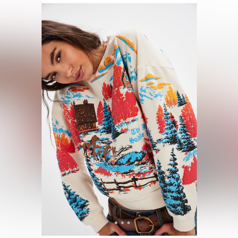 Free People x MOTHER the drop square pullover scenic sweatshirt